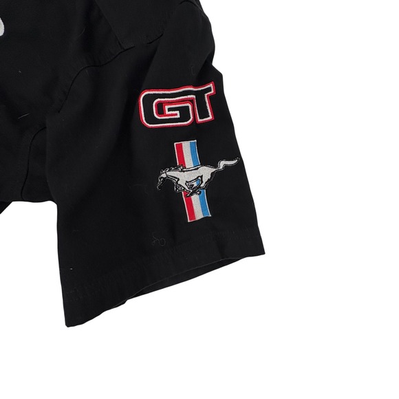 JH Designs Black Ford Mustang 40th Anniversary GT Turbo Short Slv Work Shirt L - Picture 5 of 6